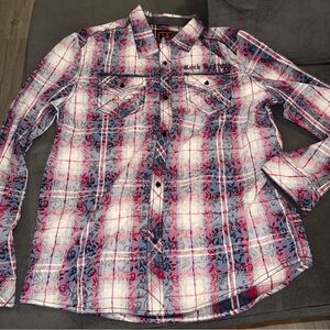 Rock Revival Floral Plaid Button-Down Shirt
